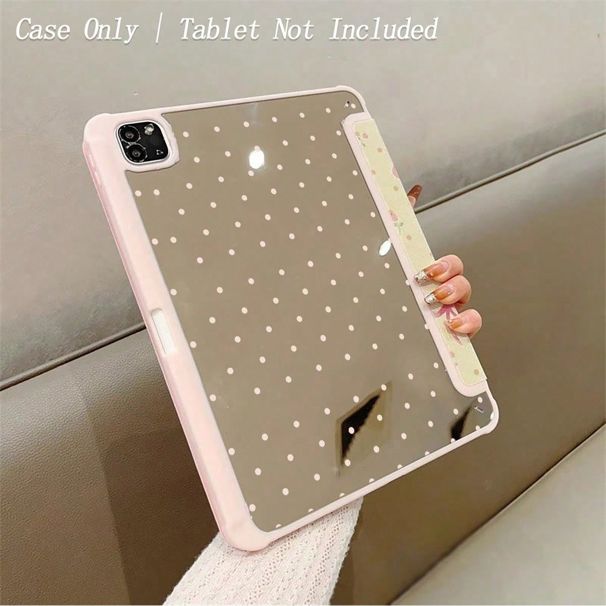 1pc Pink Polka Dot Mirror Pattern Tablet Protective Case- Cute Minimalist Design, Foldable Stand, Shock-Proof Protection, Pen Slot, Suitable For Air 13(M3 2025), Air 11(M3 2025), 11(A16 2025), Auto S