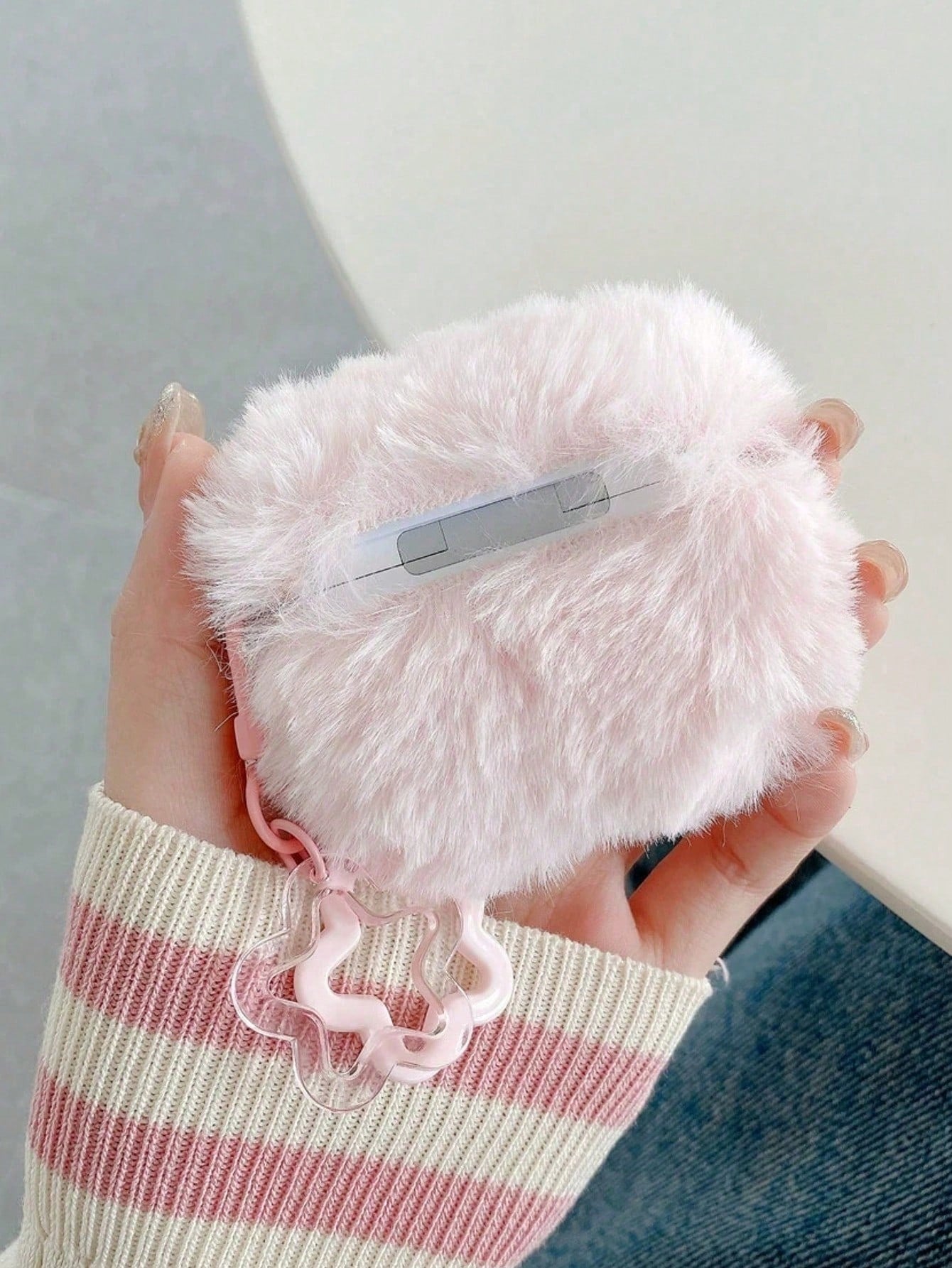 1pc Plush Bow Heart Earphone Case Compatible With Apple 1/2/3/4, Pro 3 With Star Pendant, Shockproof Earphone Cover (Earphones Not Included), Autumn/Winter