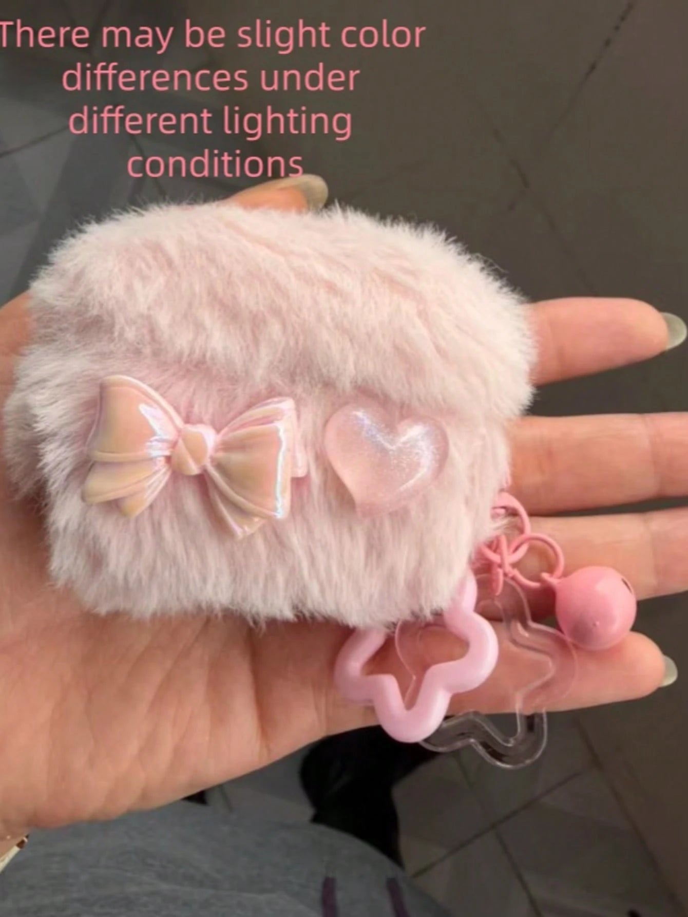 1pc Plush Bow Heart Earphone Case Compatible With Apple 1/2/3/4, Pro 3 With Star Pendant, Shockproof Earphone Cover (Earphones Not Included), Autumn/Winter