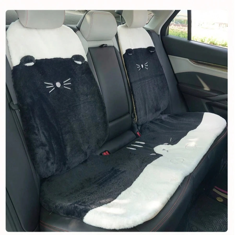 1pc Plush Car Seat Cushion, Winter Creative Cat Paw Pattern, Mesh Car Warm Anti-Slip Seat Cushion, All-Season Universal Car Seat Cushion