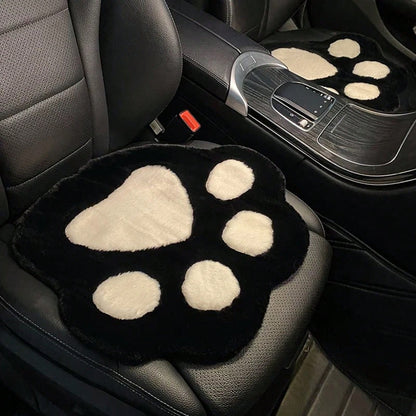 1pc Plush Car Seat Cushion, Winter Creative Cat Paw Pattern, Mesh Car Warm Anti-Slip Seat Cushion, All-Season Universal Car Seat Cushion