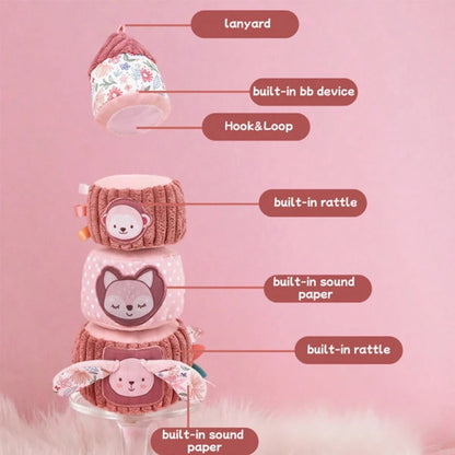 1pc Plush Stacking Tumbler Doll, Pink Stacking Tower Interactive Doll, Travel Comfort Doll, Suitable As Gift For Newborn Baby