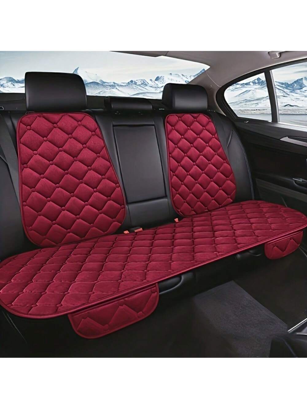 1pc Plush Universal Car Seat Cover Plus- Breathable, Soft, And Comfortable Rear Cushion Protector Mat Pad With Superior Support- Fits Most Vehicles, Easy To Install, And Machine Washable Fabric Mate