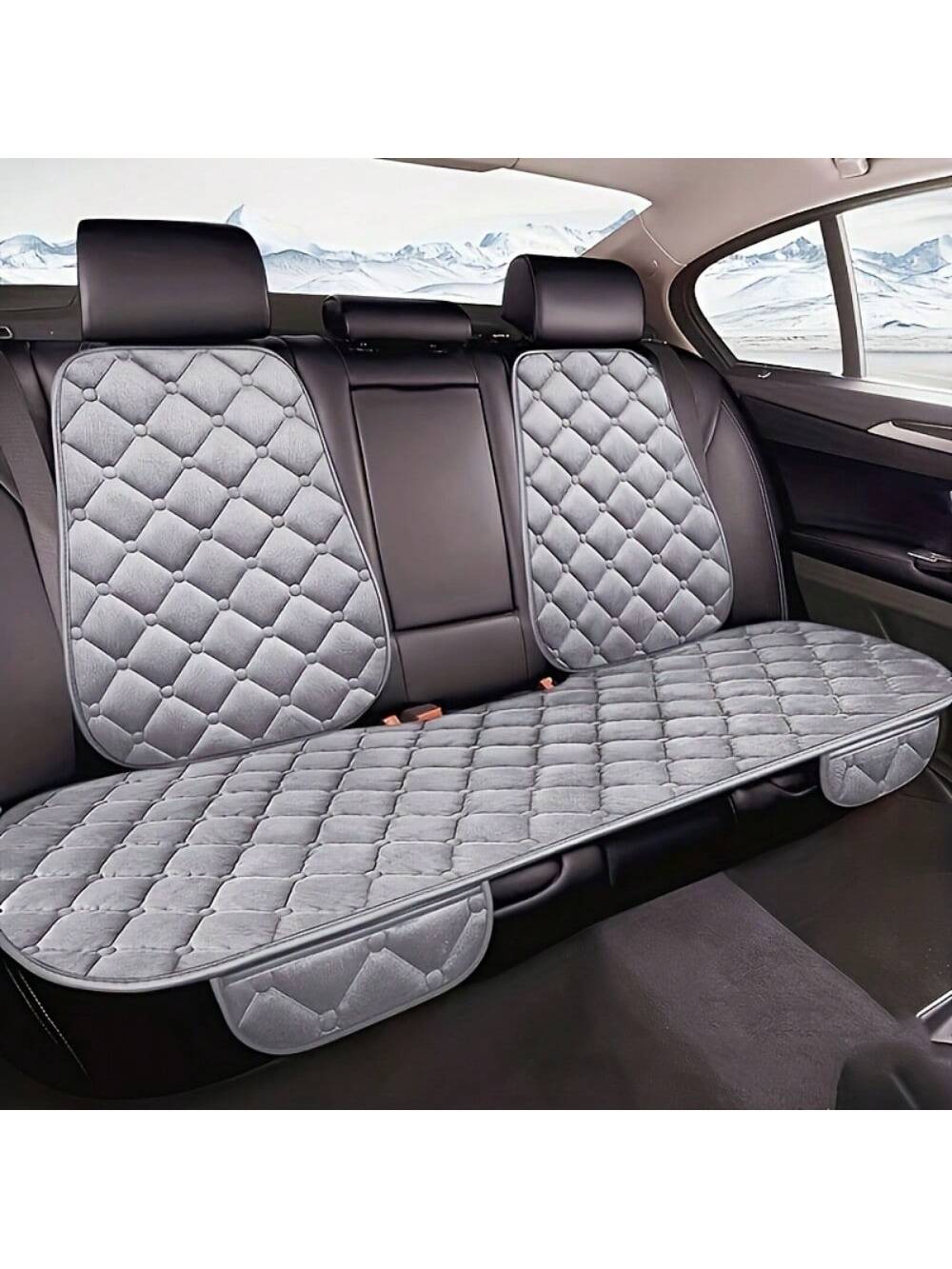 1pc Plush Universal Car Seat Cover Plus- Breathable, Soft, And Comfortable Rear Cushion Protector Mat Pad With Superior Support- Fits Most Vehicles, Easy To Install, And Machine Washable Fabric Mate