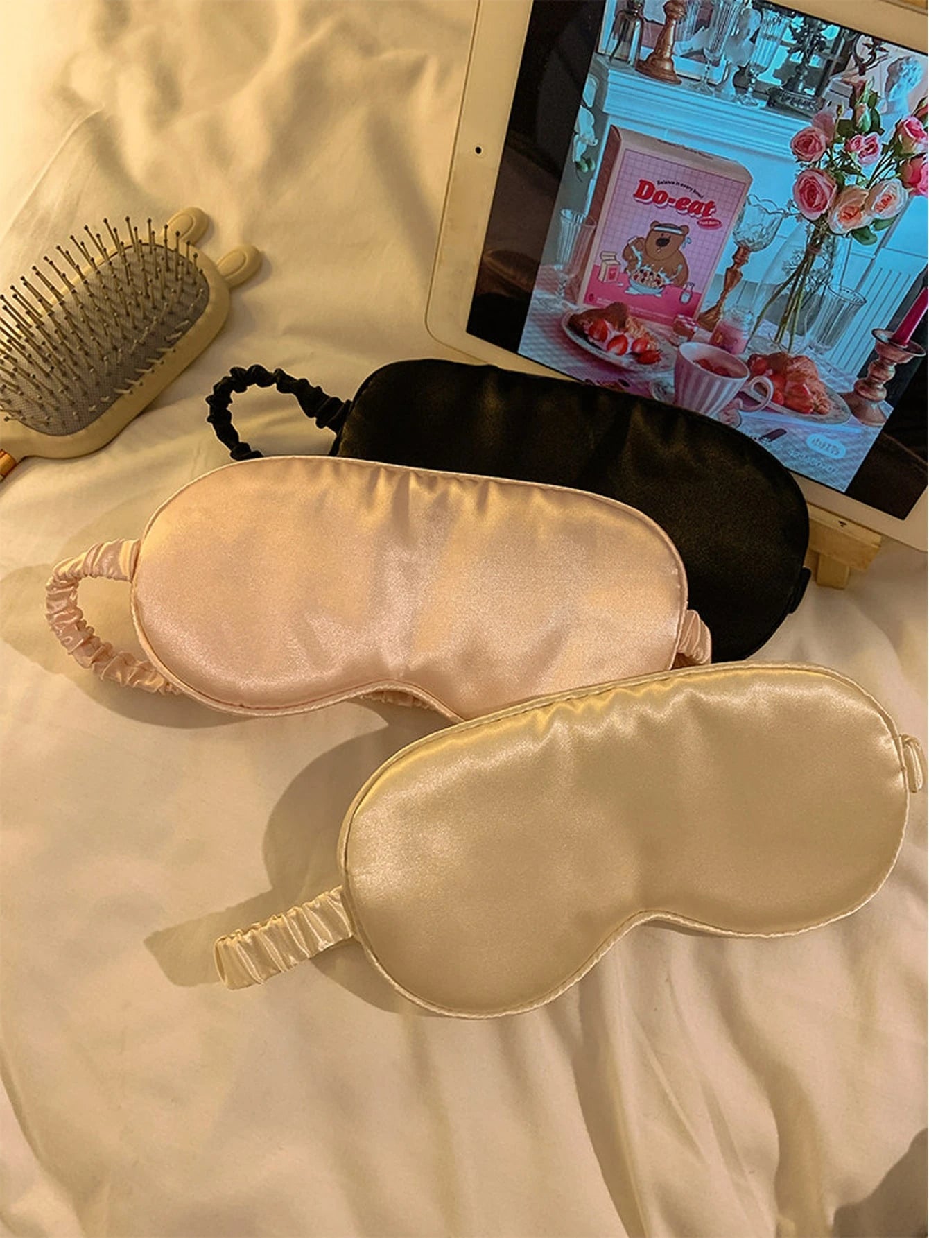1pc Polka Dot Pattern Silk-Like Elastic Blackout Sleep Eye Mask