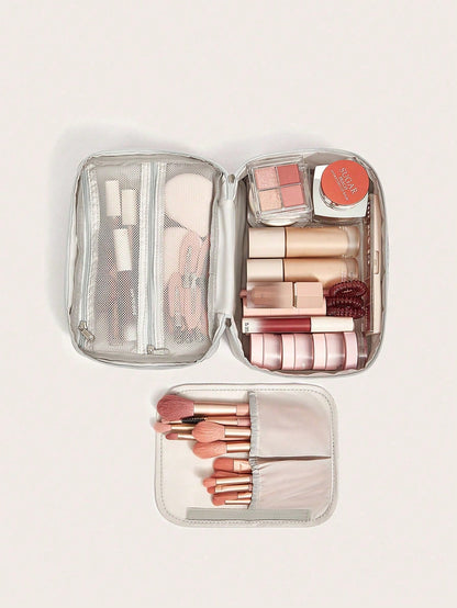 1pc Polyester Storage Bag, Minimalist Portable Toiletry Storage Bag, Ideal For Packing Cosmetics, And Travel Essentials,Boho Vibes