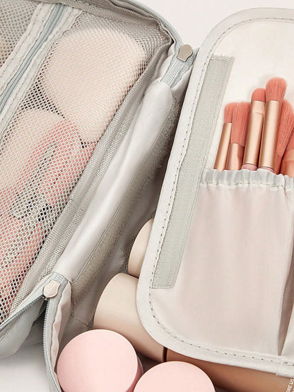 1pc Polyester Storage Bag, Minimalist Portable Toiletry Storage Bag, Ideal For Packing Cosmetics, And Travel Essentials,Boho Vibes