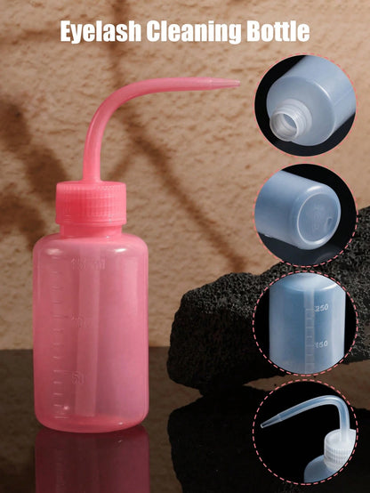 1pc Portable Eyelash Cleaning Bottle With Curved Tip Squeeze Dropper, Plastic Squeeze Bottle, Eyelash Wash Bottle, Used For Rinsing Eyelash Primer, Suitable For Eyelash And Tattoo Cleaning And Rinsing