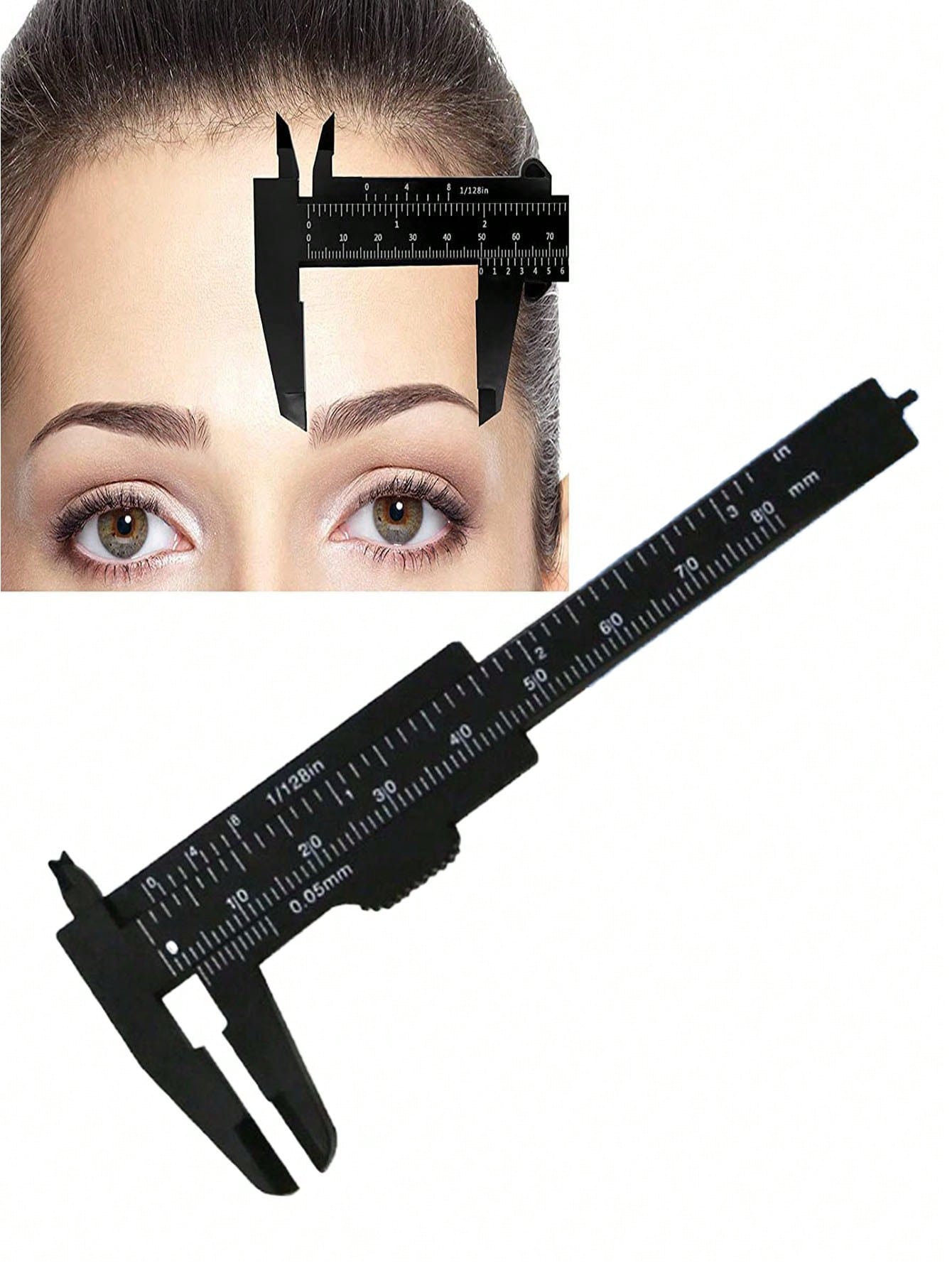 1pc Portable Plastic Eyebrow Ruler, Vernier Caliper, Tattoo Ruler, Ruler, Plastic Permanent Makeup Measuring Tool