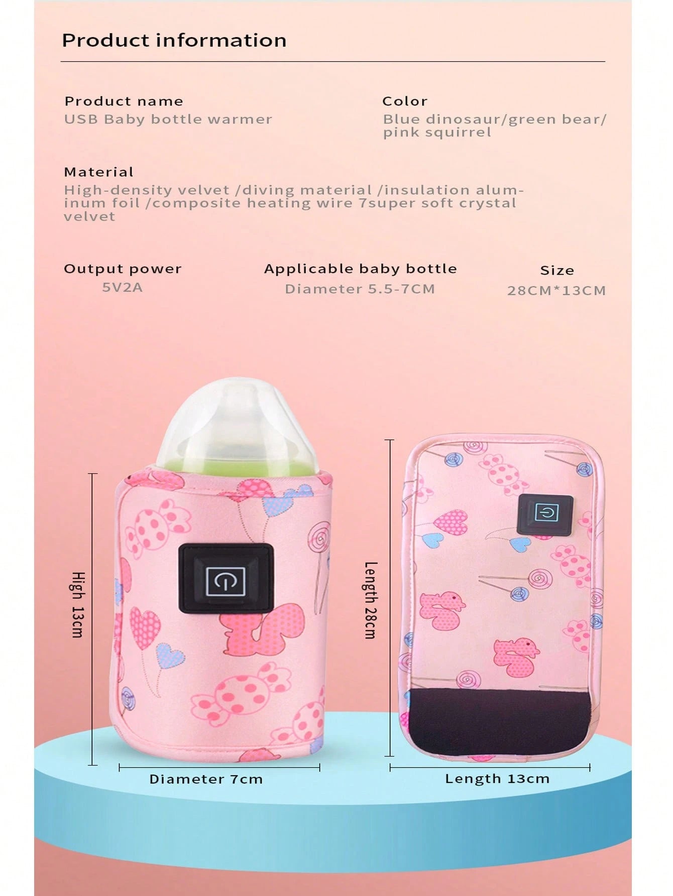1pc Portable USB Milk Bottle Warmer, Constant Temperature Milk Bag For Outdoor Use