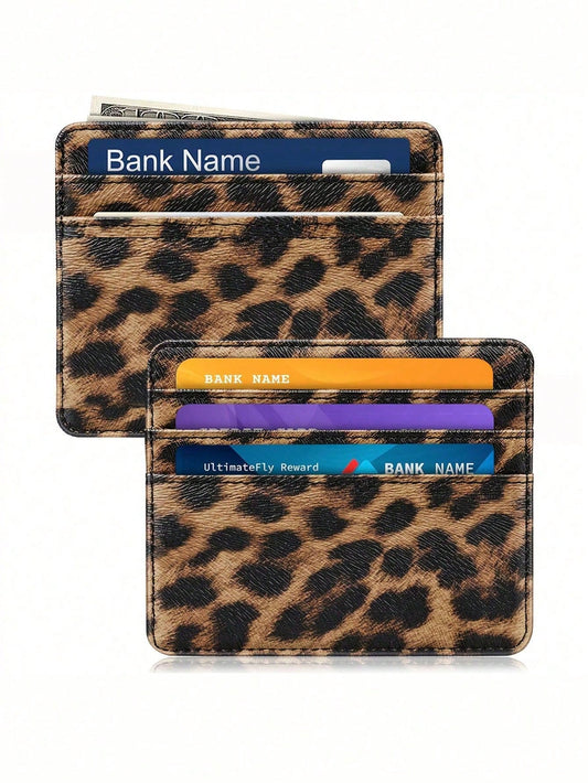 1pc Printed Multi-Card Slot Fashion Unisex Card Holder Leopard Print Valentine's Day Leopard Cheetah Print Card Case Card Wallet Name Card Holder Credit Card Holder Mini Wallet Card Pouch For Women Sm
