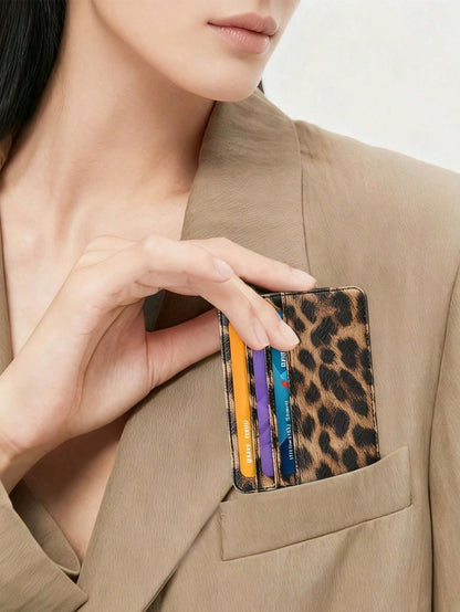 1pc Printed Multi-Card Slot Fashion Unisex Card Holder Leopard Print Valentine's Day Leopard Cheetah Print Card Case Card Wallet Name Card Holder Credit Card Holder Mini Wallet Card Pouch For Women Sm