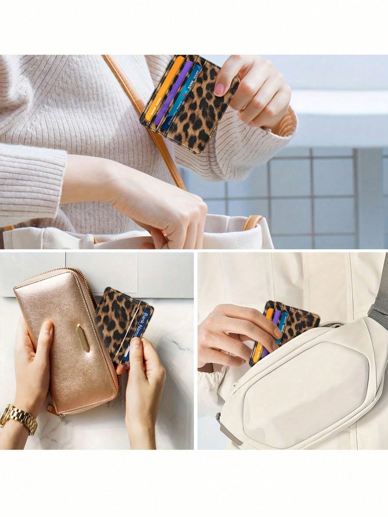 1pc Printed Multi-Card Slot Fashion Unisex Card Holder Leopard Print Valentine's Day Leopard Cheetah Print Card Case Card Wallet Name Card Holder Credit Card Holder Mini Wallet Card Pouch For Women Sm
