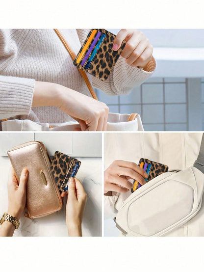1pc Printed Multi-Card Slot Fashion Unisex Card Holder Leopard Print Valentine's Day Leopard Cheetah Print Card Case Card Wallet Name Card Holder Credit Card Holder Mini Wallet Card Pouch For Women Sm