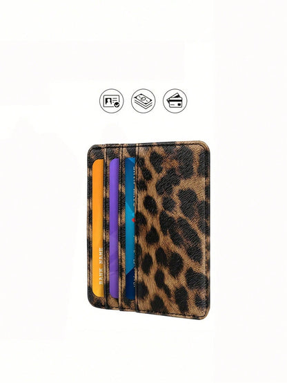 1pc Printed Multi-Card Slot Fashion Unisex Card Holder Leopard Print Valentine's Day Leopard Cheetah Print Card Case Card Wallet Name Card Holder Credit Card Holder Mini Wallet Card Pouch For Women Sm