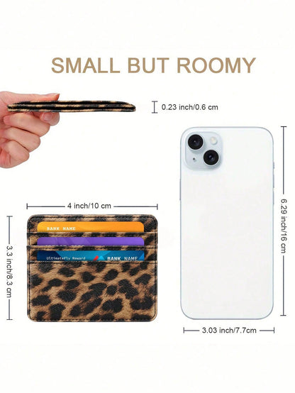 1pc Printed Multi-Card Slot Fashion Unisex Card Holder Leopard Print Valentine's Day Leopard Cheetah Print Card Case Card Wallet Name Card Holder Credit Card Holder Mini Wallet Card Pouch For Women Sm