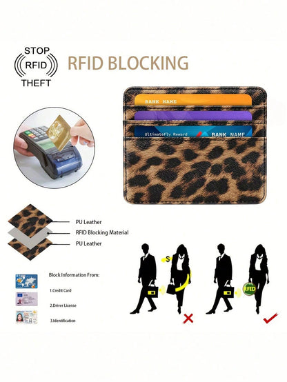 1pc Printed Multi-Card Slot Fashion Unisex Card Holder Leopard Print Valentine's Day Leopard Cheetah Print Card Case Card Wallet Name Card Holder Credit Card Holder Mini Wallet Card Pouch For Women Sm