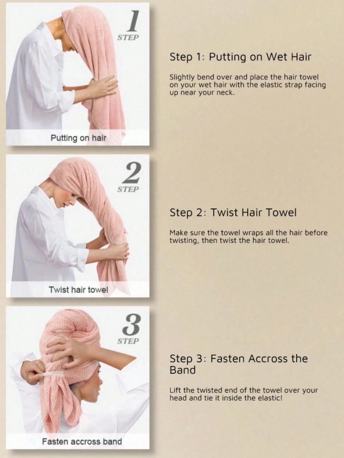 1pc Quick Drying Hair Towel Wrap Microfiber Hair Towel Wrap For Women- Fast Drying Turbans For Long, Hair, Bath Towels Set Thick, Curly Hair- Super Soft Hair Wrap Towels With Elastic Strap Large Mi