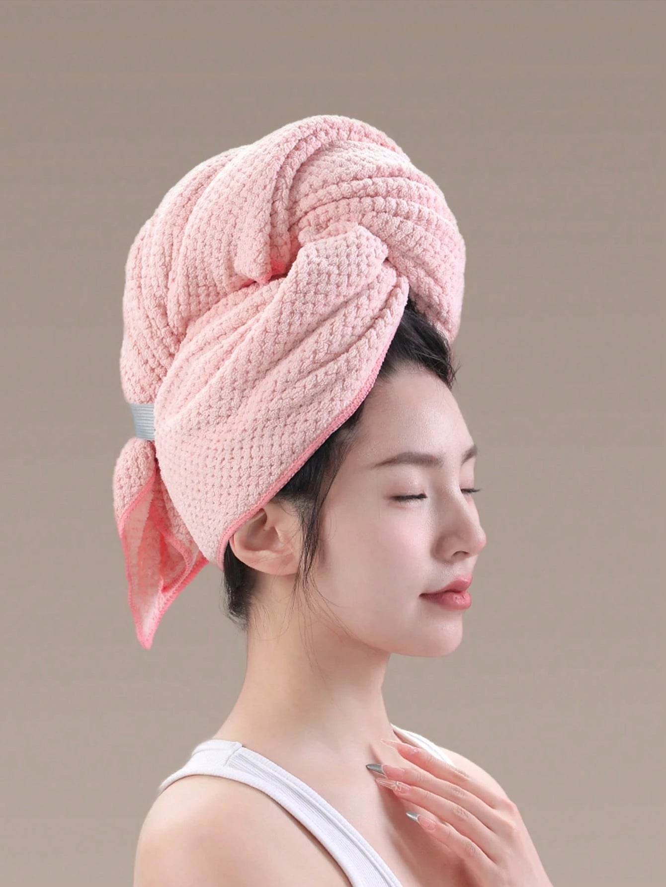 1pc Quick Drying Hair Towel Wrap Microfiber Hair Towel Wrap For Women- Fast Drying Turbans For Long, Hair, Bath Towels Set Thick, Curly Hair- Super Soft Hair Wrap Towels With Elastic Strap Large Mi