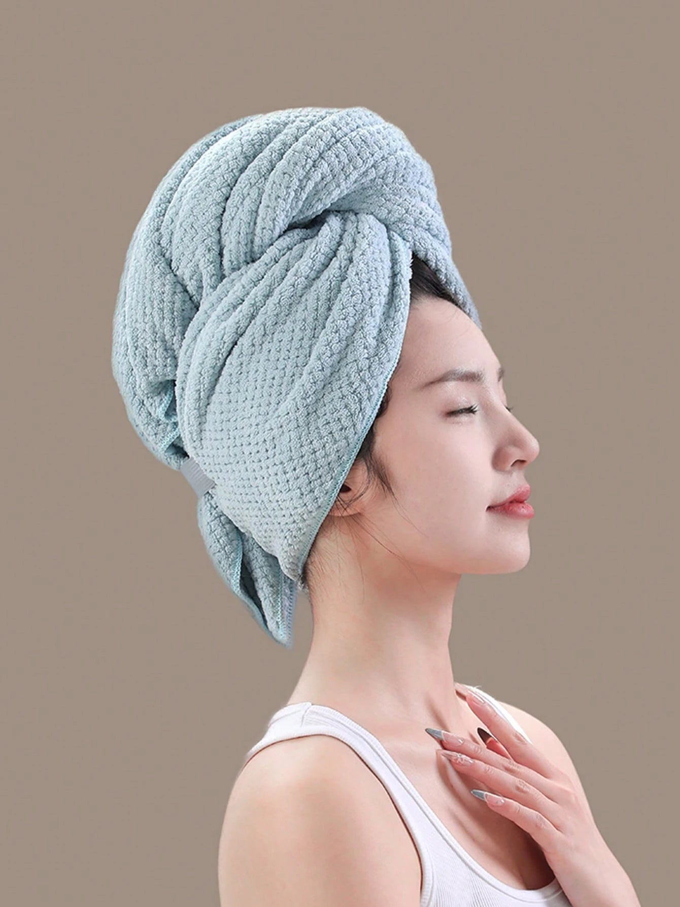 1pc Quick Drying Hair Towel Wrap Microfiber Hair Towel Wrap For Women- Fast Drying Turbans For Long, Hair, Bath Towels Set Thick, Curly Hair- Super Soft Hair Wrap Towels With Elastic Strap Large Mi