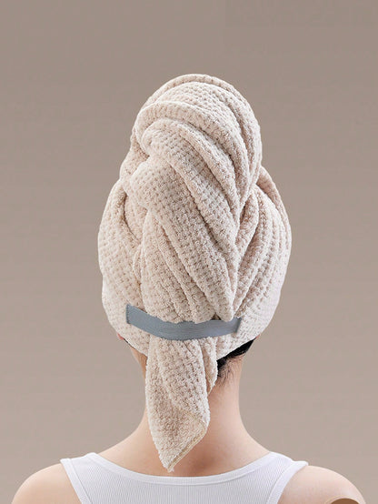 1pc Quick Drying Hair Towel Wrap Microfiber Hair Towel Wrap For Women- Fast Drying Turbans For Long, Hair, Bath Towels Set Thick, Curly Hair- Super Soft Hair Wrap Towels With Elastic Strap Large Mi