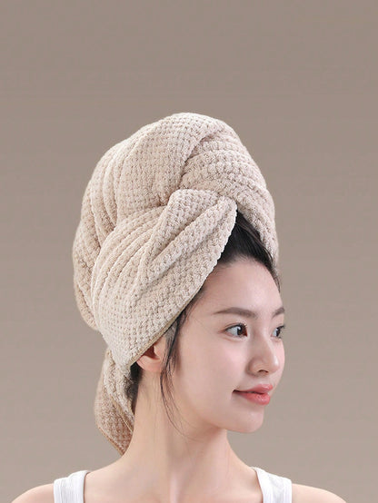 1pc Quick Drying Hair Towel Wrap Microfiber Hair Towel Wrap For Women- Fast Drying Turbans For Long, Hair, Bath Towels Set Thick, Curly Hair- Super Soft Hair Wrap Towels With Elastic Strap Large Mi