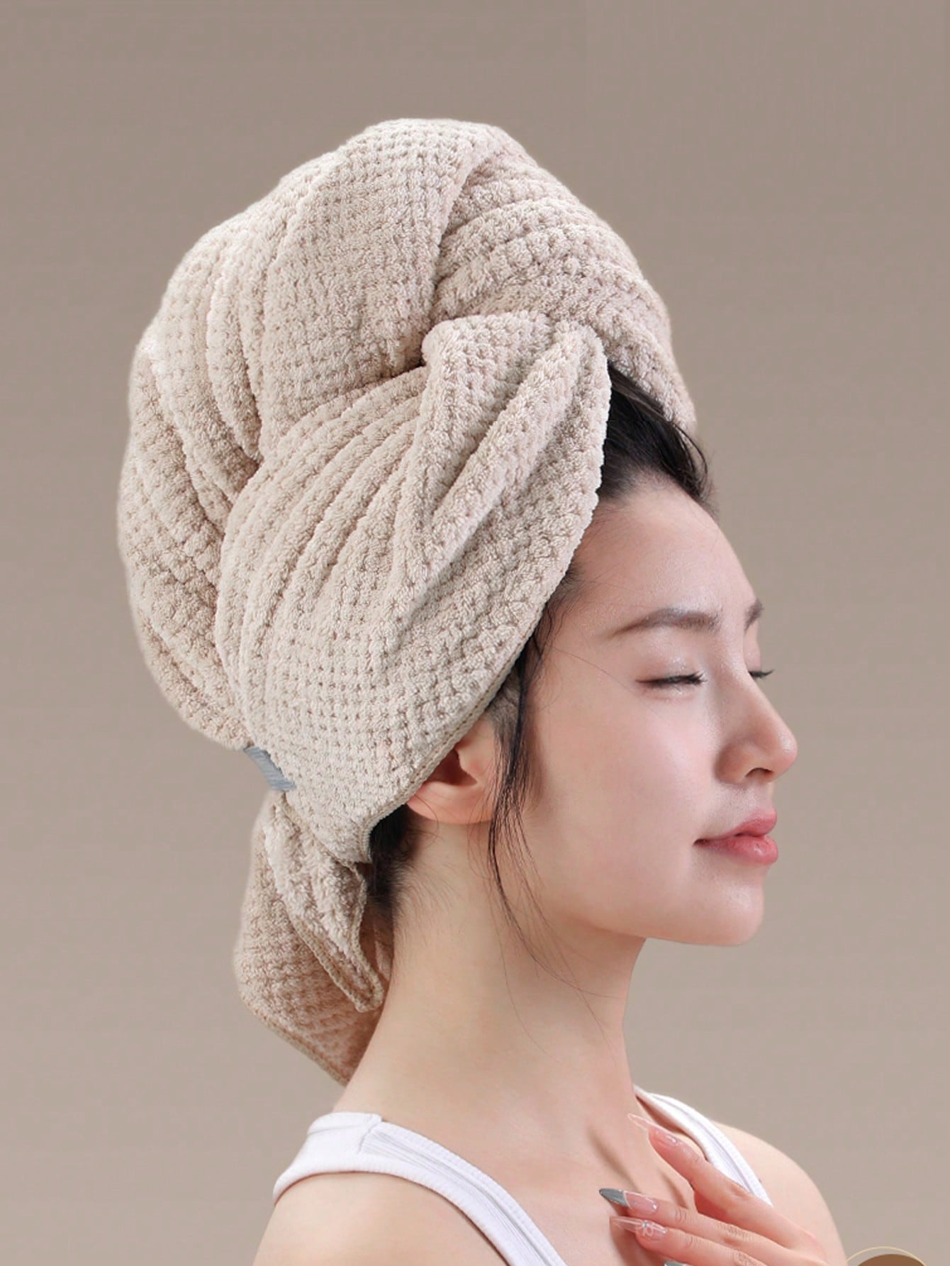 1pc Quick Drying Hair Towel Wrap Microfiber Hair Towel Wrap For Women- Fast Drying Turbans For Long, Hair, Bath Towels Set Thick, Curly Hair- Super Soft Hair Wrap Towels With Elastic Strap Large Mi