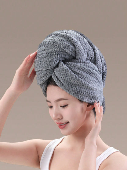 1pc Quick Drying Hair Towel Wrap Microfiber Hair Towel Wrap For Women- Fast Drying Turbans For Long, Hair, Bath Towels Set Thick, Curly Hair- Super Soft Hair Wrap Towels With Elastic Strap Large Mi