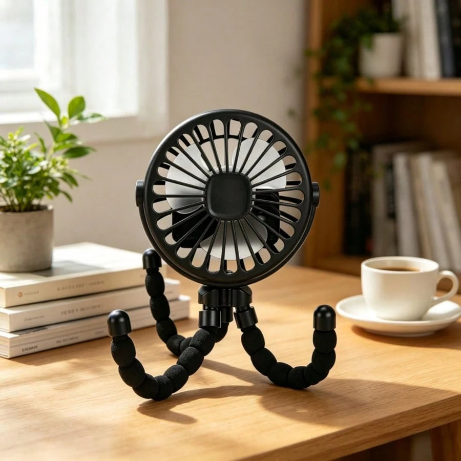 1PC Rechargeable Octopus Mini Fan, Flexible Tripod 500mAh Portable Cooling Fan For Travel Cycling
