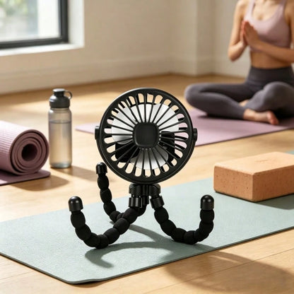 1PC Rechargeable Octopus Mini Fan, Flexible Tripod 500mAh Portable Cooling Fan For Travel Cycling