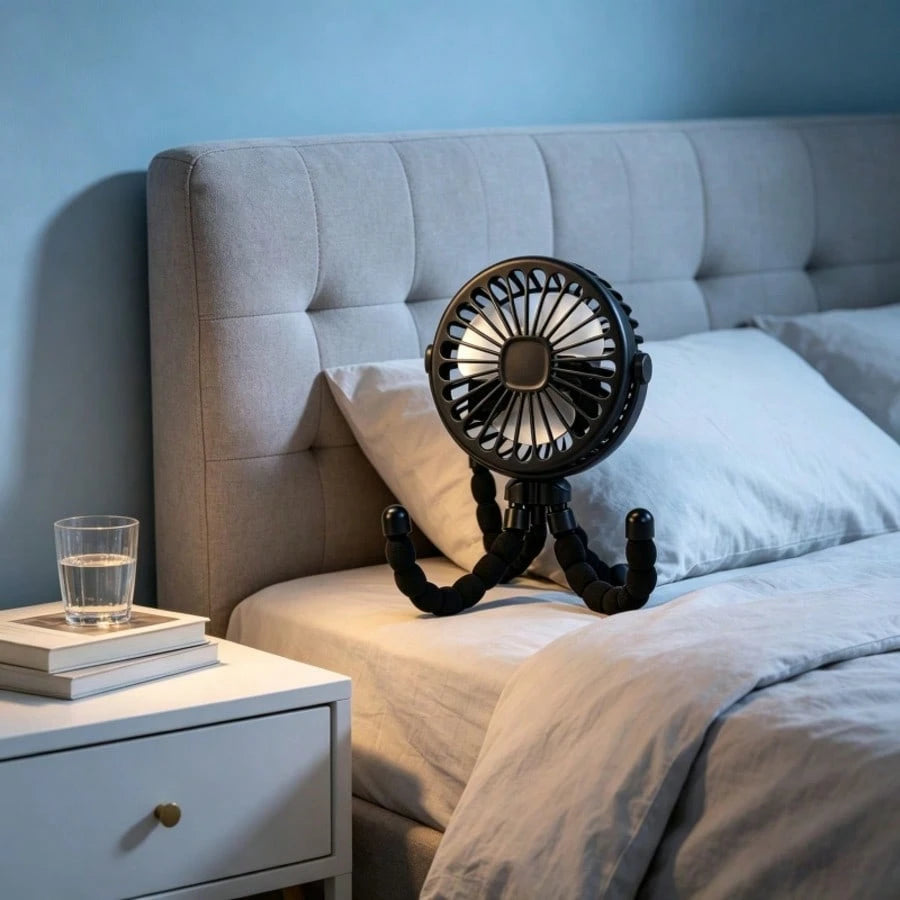 1PC Rechargeable Octopus Mini Fan, Flexible Tripod 500mAh Portable Cooling Fan For Travel Cycling