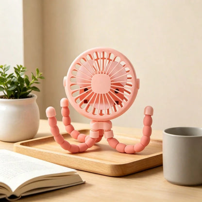 1PC Rechargeable Octopus Mini Fan, Flexible Tripod 500mAh Portable Cooling Fan For Travel Cycling