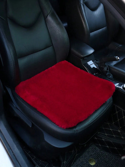 1pc Red Plush Car Front Seat Cushion, Universal Car Interior Decor,Car Accessories