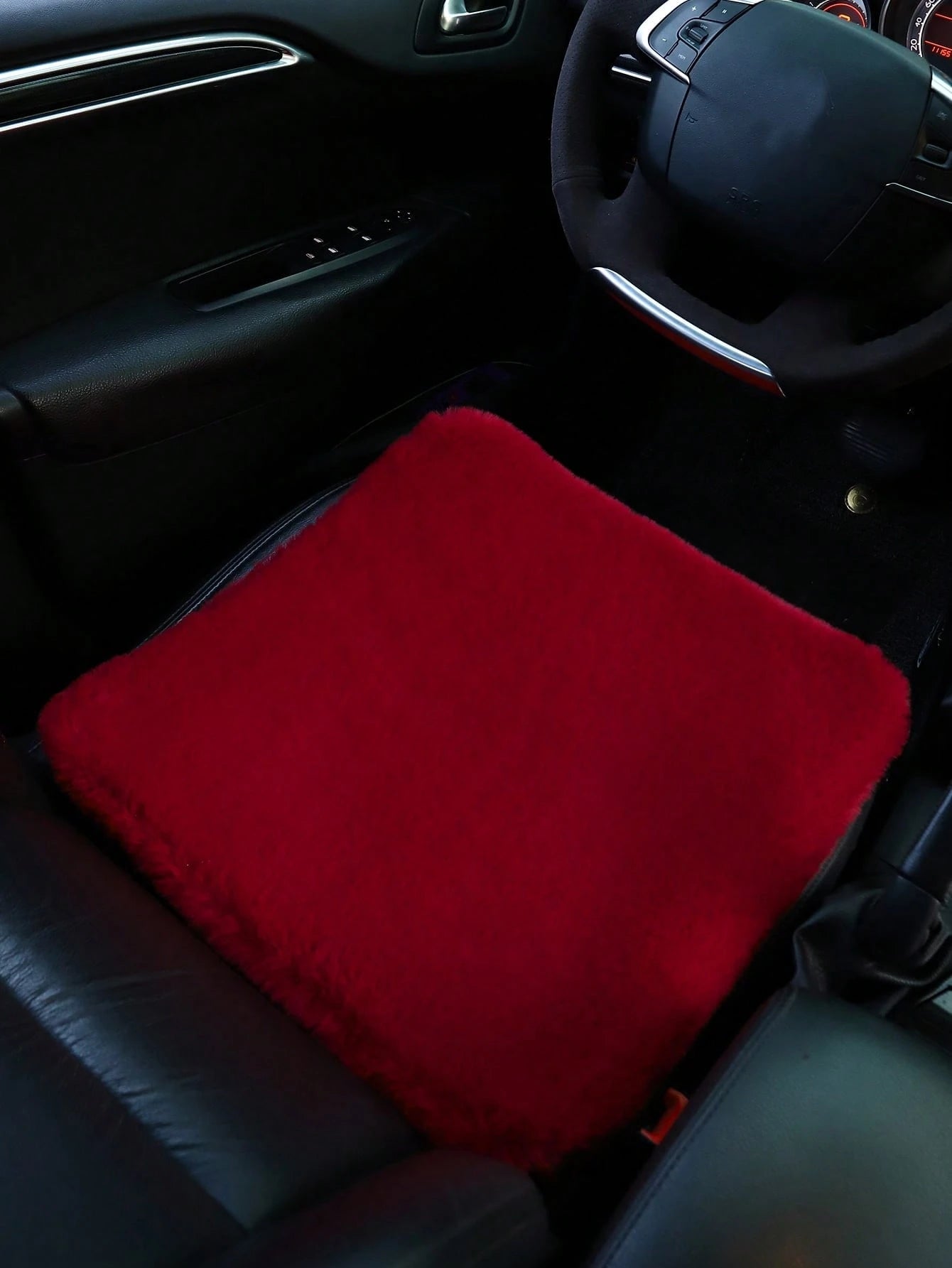 1pc Red Plush Car Front Seat Cushion, Universal Car Interior Decor,Car Accessories