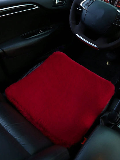 1pc Red Plush Car Front Seat Cushion, Universal Car Interior Decor,Car Accessories