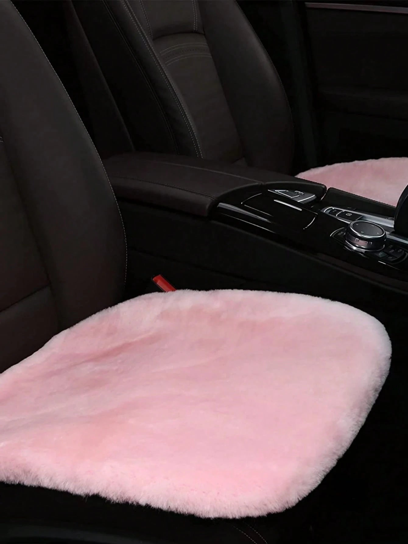 1pc Red Plush Car Front Seat Cushion, Universal Car Interior Decor,Car Accessories