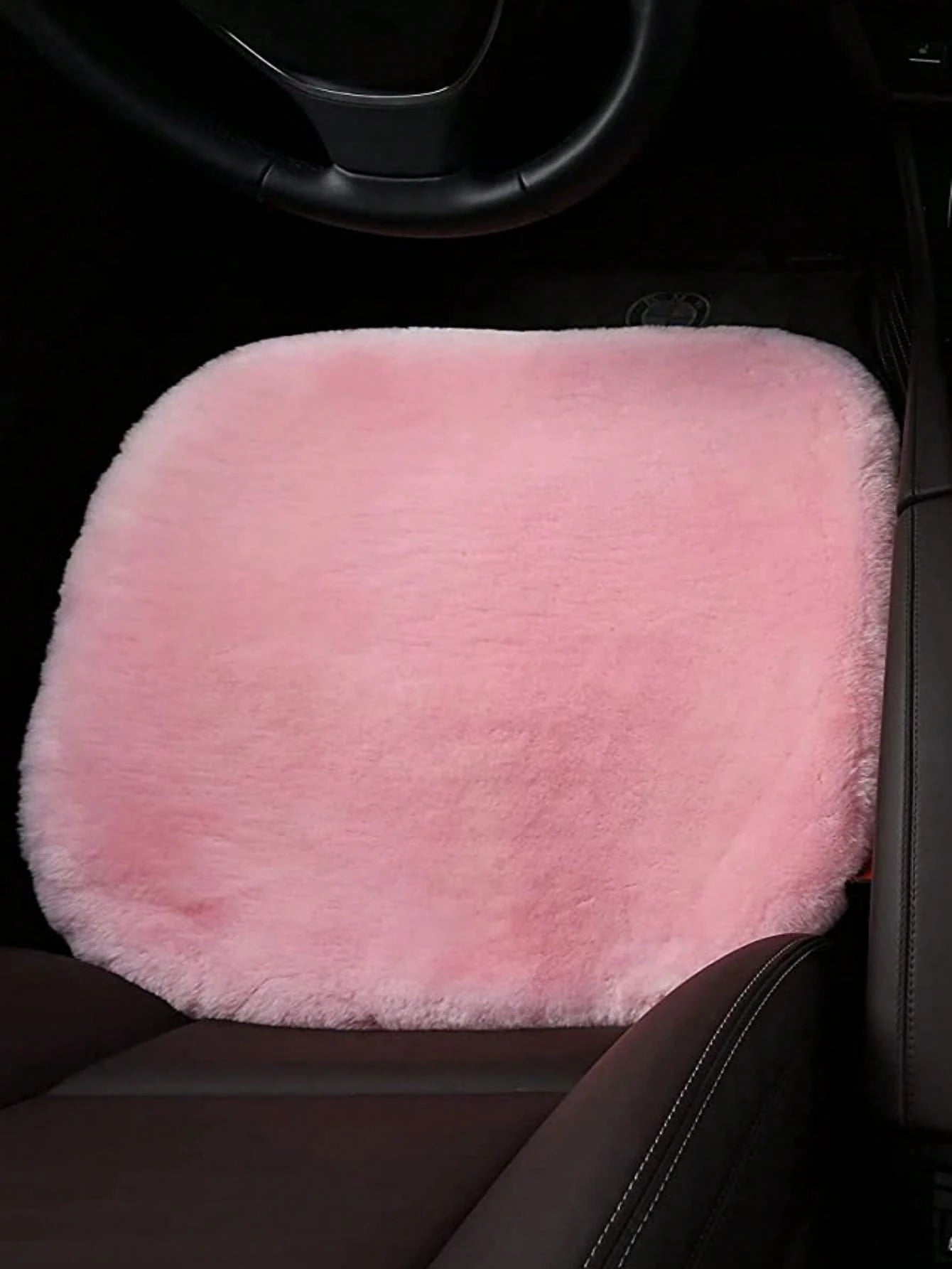 1pc Red Plush Car Front Seat Cushion, Universal Car Interior Decor,Car Accessories