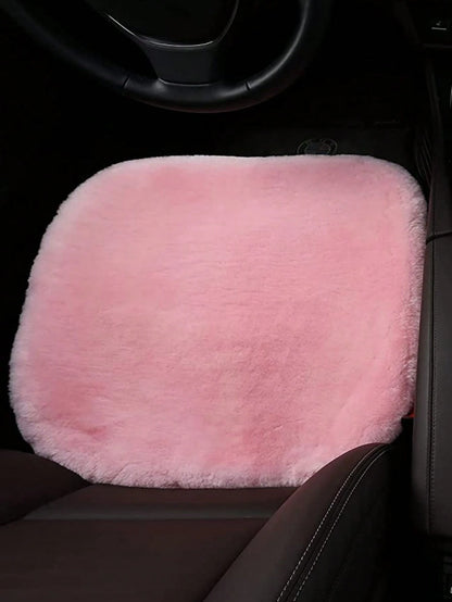 1pc Red Plush Car Front Seat Cushion, Universal Car Interior Decor,Car Accessories