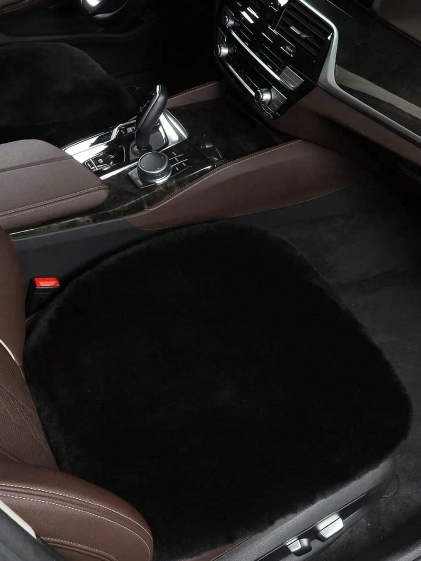 1pc Red Plush Car Front Seat Cushion, Universal Car Interior Decor,Car Accessories