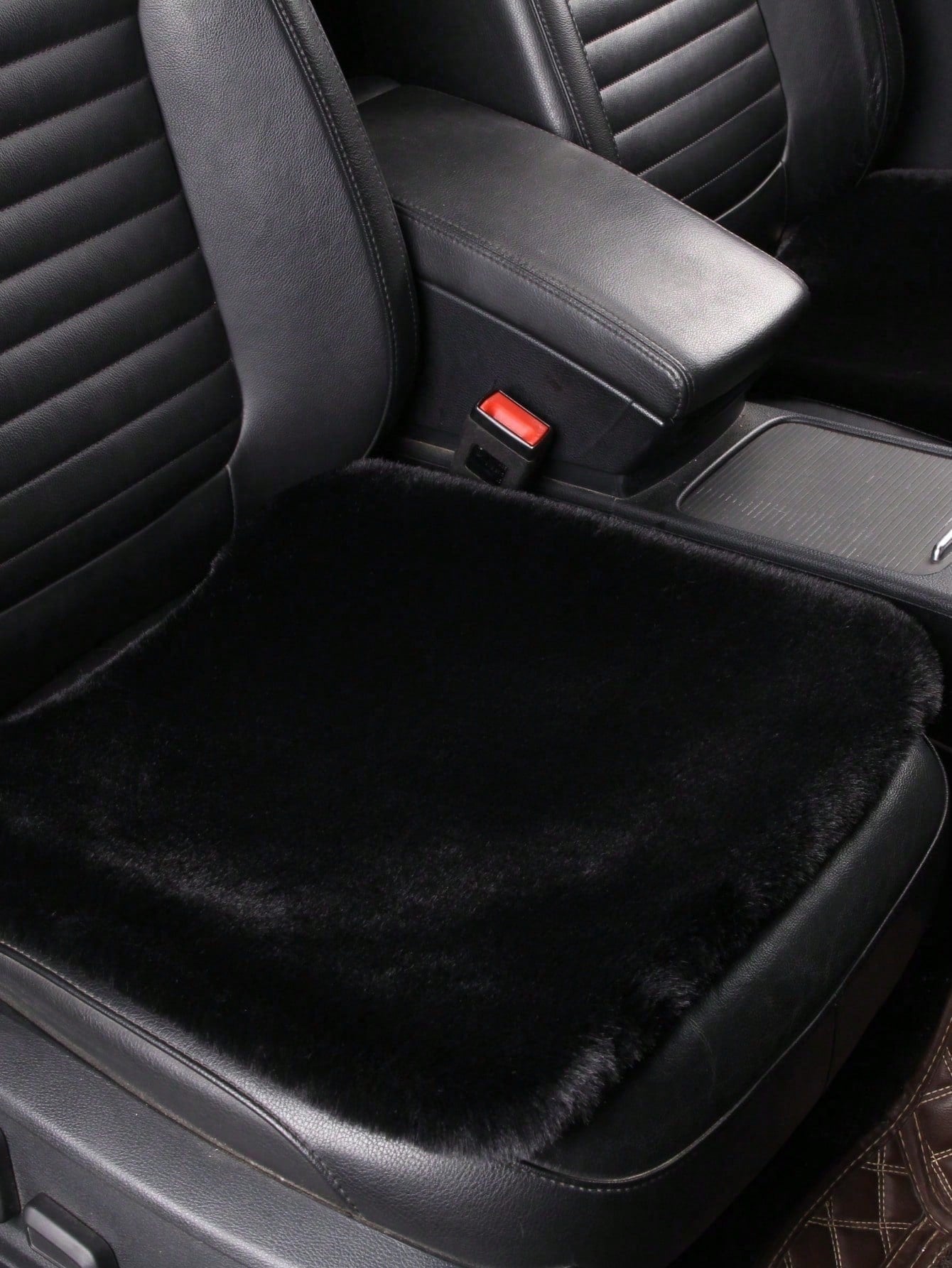 1pc Red Plush Car Front Seat Cushion, Universal Car Interior Decor,Car Accessories