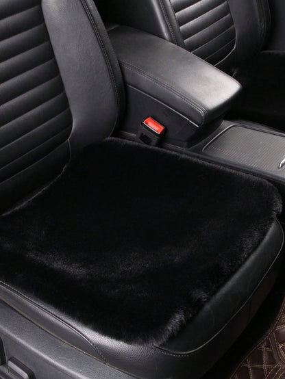 1pc Red Plush Car Front Seat Cushion, Universal Car Interior Decor,Car Accessories