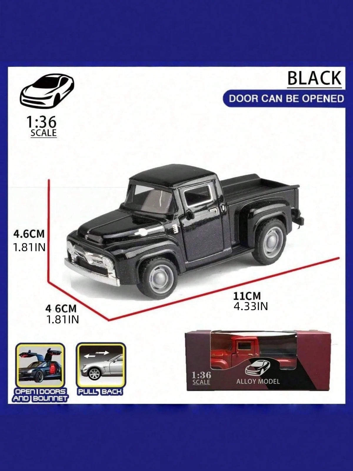 1pc Retro Alloy Metal Pickup Truck Decoration- Pink & Red Classic Car Model With Decor, Openable Doors, Required- Ideal For Home & Office Decor, Toy Vehicle Collection