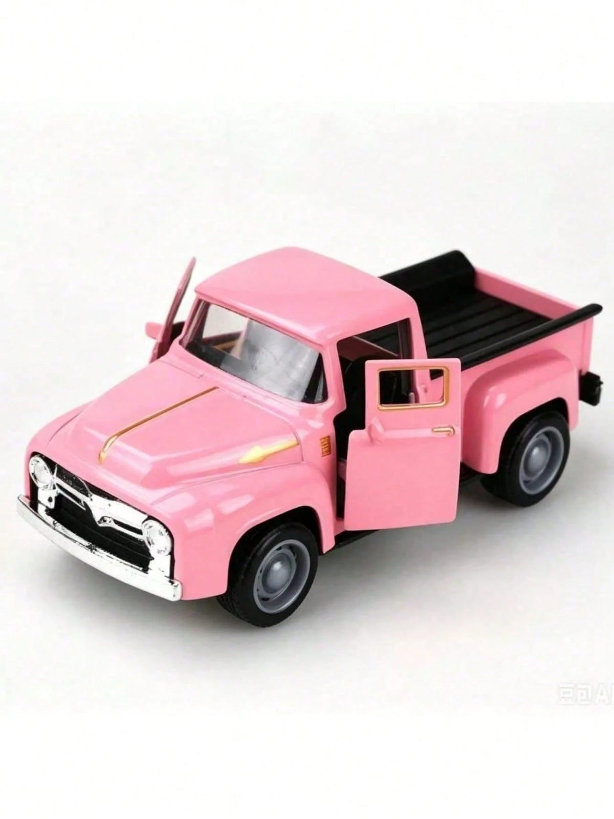 1pc Retro Alloy Metal Pickup Truck Decoration- Pink & Red Classic Car Model With Decor, Openable Doors, Required- Ideal For Home & Office Decor, Toy Vehicle Collection