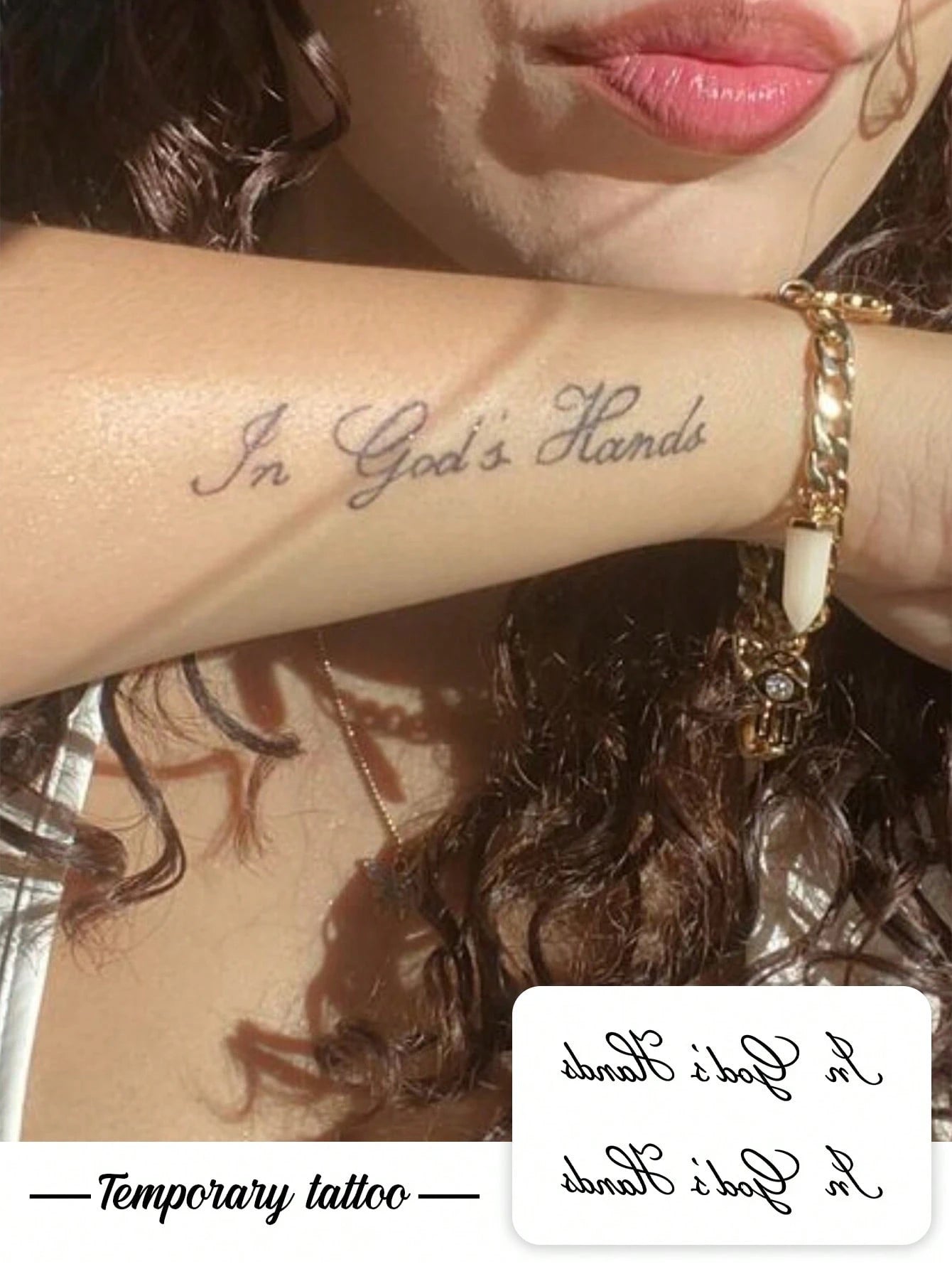 1pc Retro Script English Short Sentence Double-Design Temporary Tattoo Sticker With Simulated Tattoo Design, Suitable For Travel, Music Festivals, Games, Graduation Gifts, Lasts For 3-5 Days