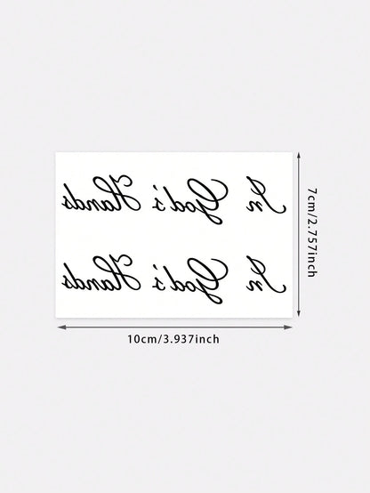 1pc Retro Script English Short Sentence Double-Design Temporary Tattoo Sticker With Simulated Tattoo Design, Suitable For Travel, Music Festivals, Games, Graduation Gifts, Lasts For 3-5 Days