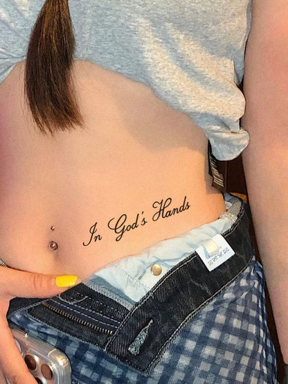 1pc Retro Script English Short Sentence Double-Design Temporary Tattoo Sticker With Simulated Tattoo Design, Suitable For Travel, Music Festivals, Games, Graduation Gifts, Lasts For 3-5 Days
