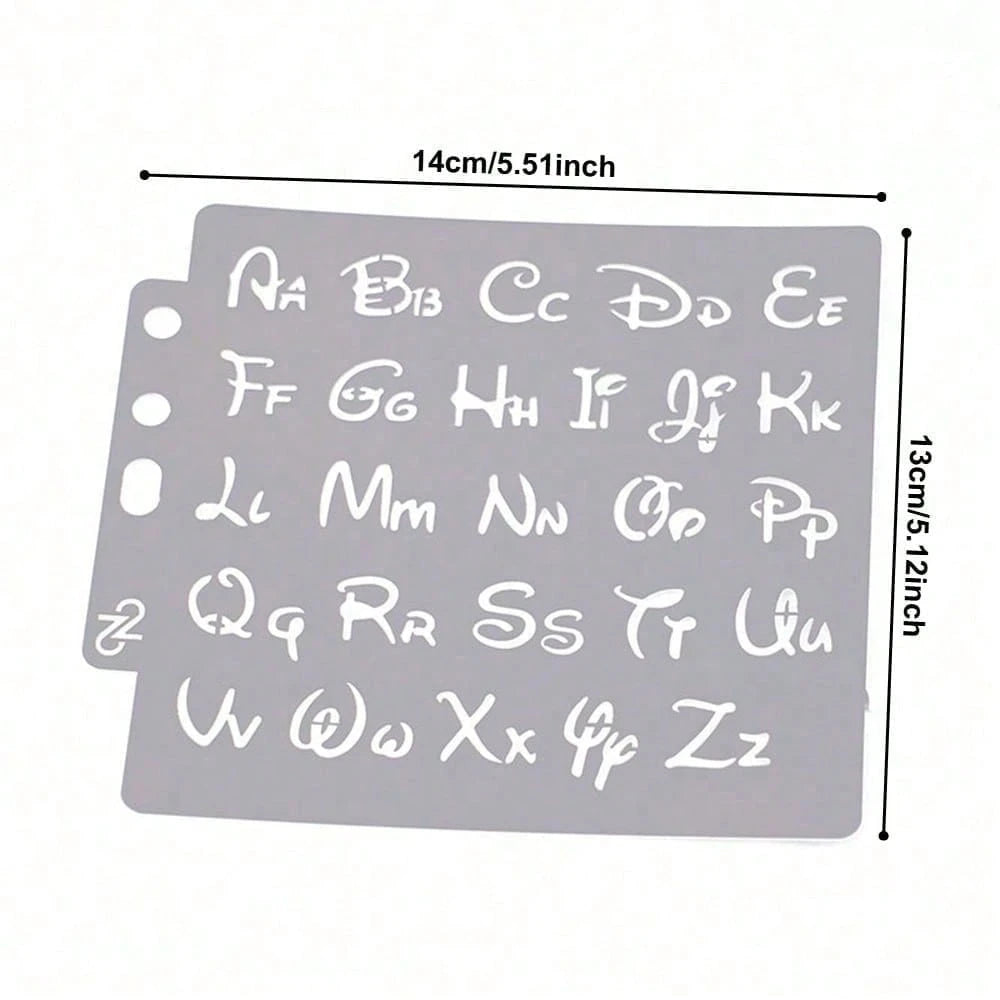 1pc Reusable Layered Stencil Template- Hollow Art Letter & Number Symbols, Ideal For Bullet Journaling, Scrapbooking, DIY Alphabet Stencils For Wall & Furniture Decoration