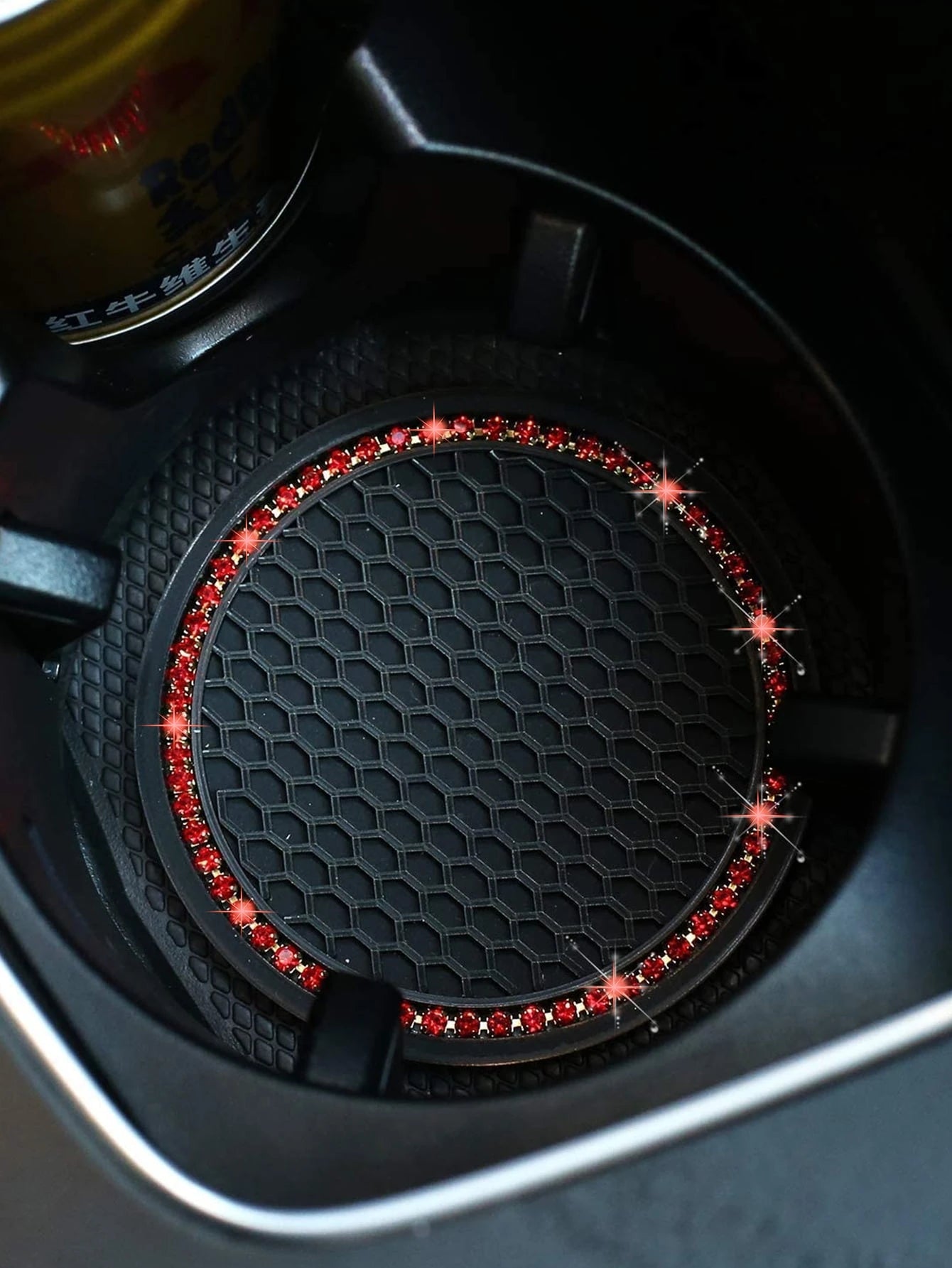 1pc Rhinestone Decor PVC Car Coaster