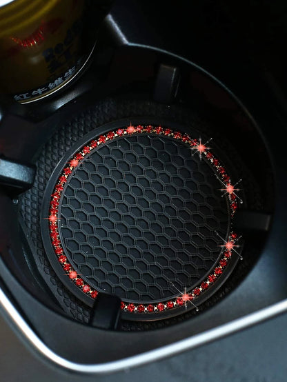 1pc Rhinestone Decor PVC Car Coaster