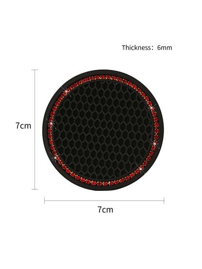1pc Rhinestone Decor PVC Car Coaster